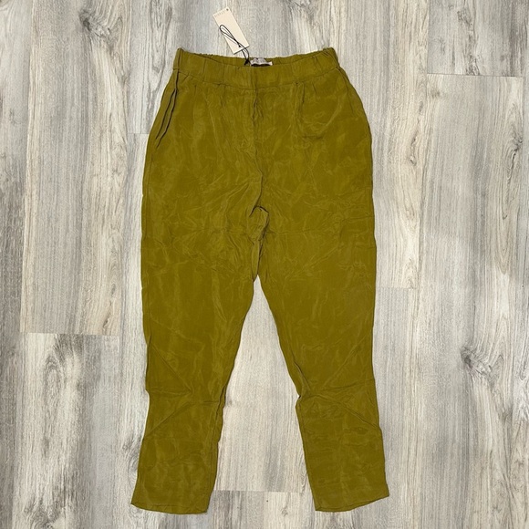 NWT Supertrash ST Studio Olive Green Pull On Elastic Waist Pants Size L EU 40 - Picture 1 of 9